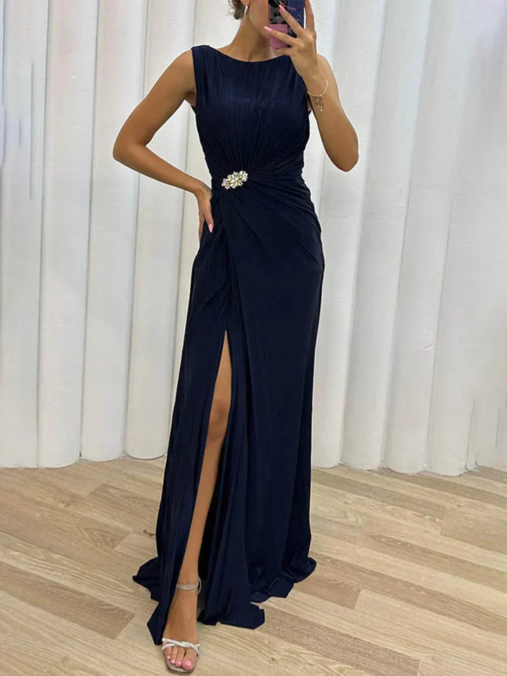 Marisol – Dames Bruiloft Gast Geplooide Maxi Jurk Avond
