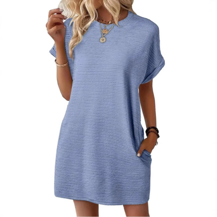 Roxane - Dames Ronde Hals Korte Mouw T-Shirt Mini Jurk