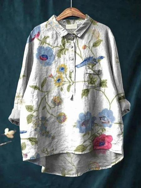 Isadora – Dames Blouse met Bloemenprint en Knoopsluiting