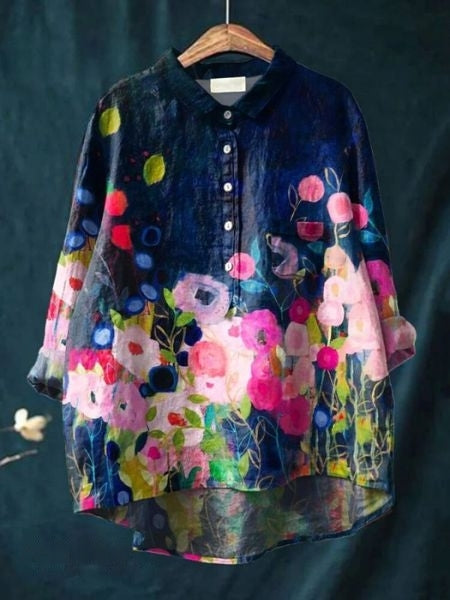 Isadora – Dames Blouse met Bloemenprint en Knoopsluiting