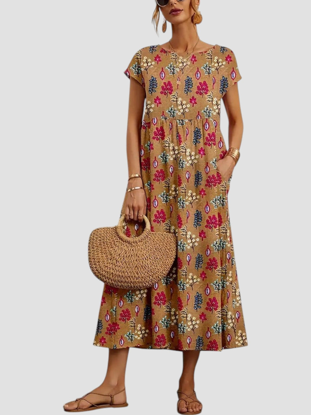 Lorena - Dames Jurk Geometrische Print Midi