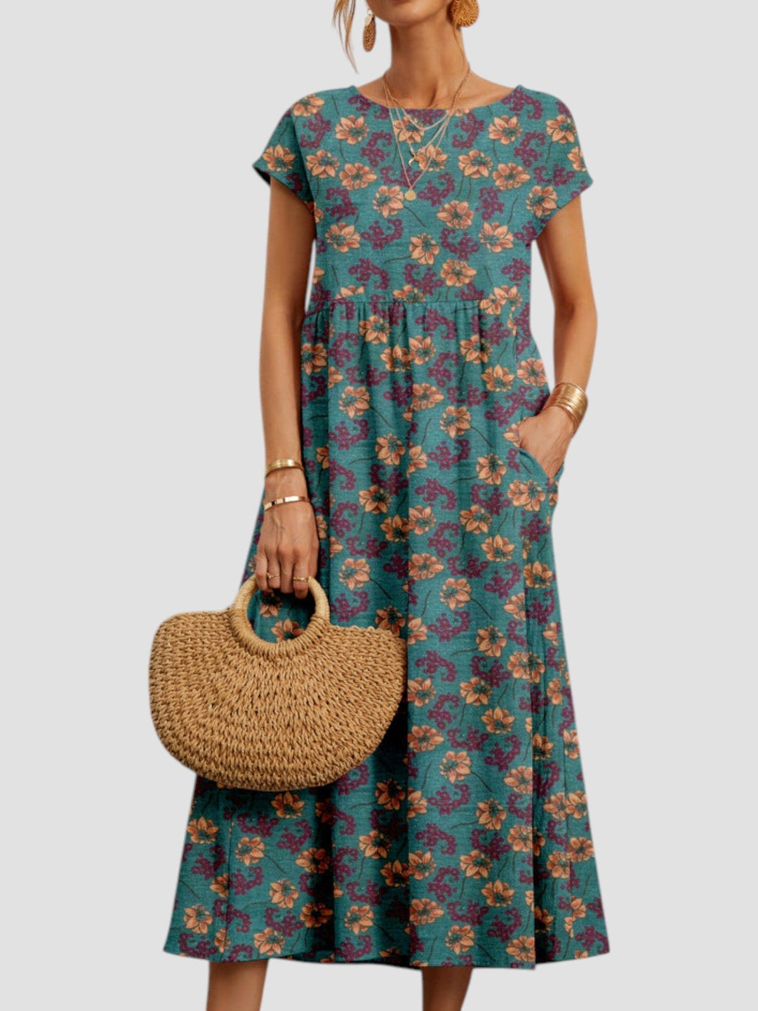Lorena - Dames Jurk Geometrische Print Midi