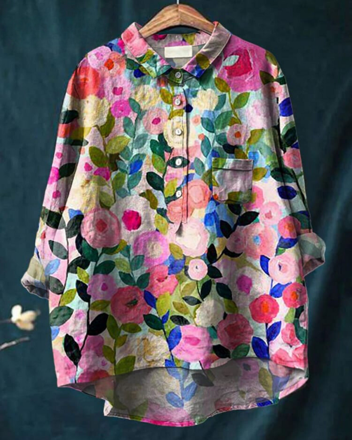 Isadora – Dames Blouse met Bloemenprint en Knoopsluiting