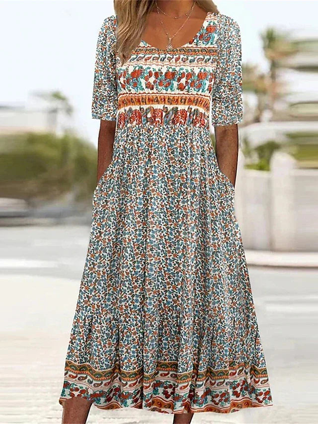 Zarina - Dames Jurk Boho Print Midi