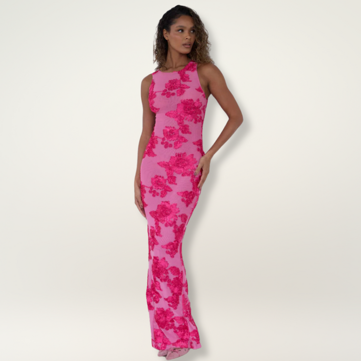 Evadne - Dames Jurk Bloemen Mouwloos Maxi