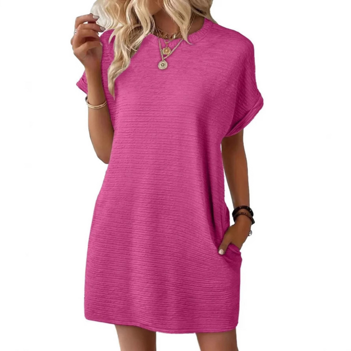 Roxane - Dames Ronde Hals Korte Mouw T-Shirt Mini Jurk