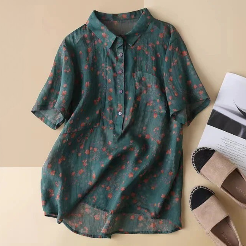 Marciana – Dames Blouse Bloemenprint met Halve Knoopsluiting