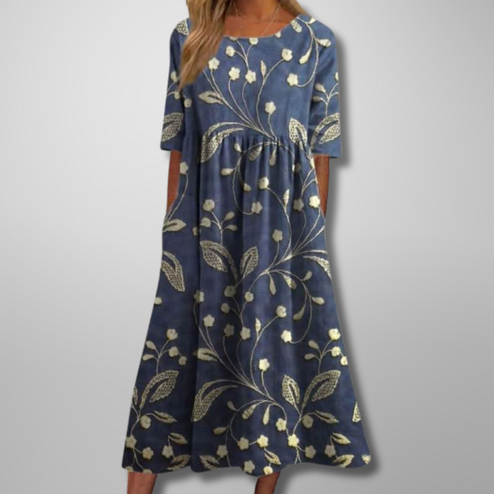 Nicoletta – Relaxte Bloemen Midi Jurk