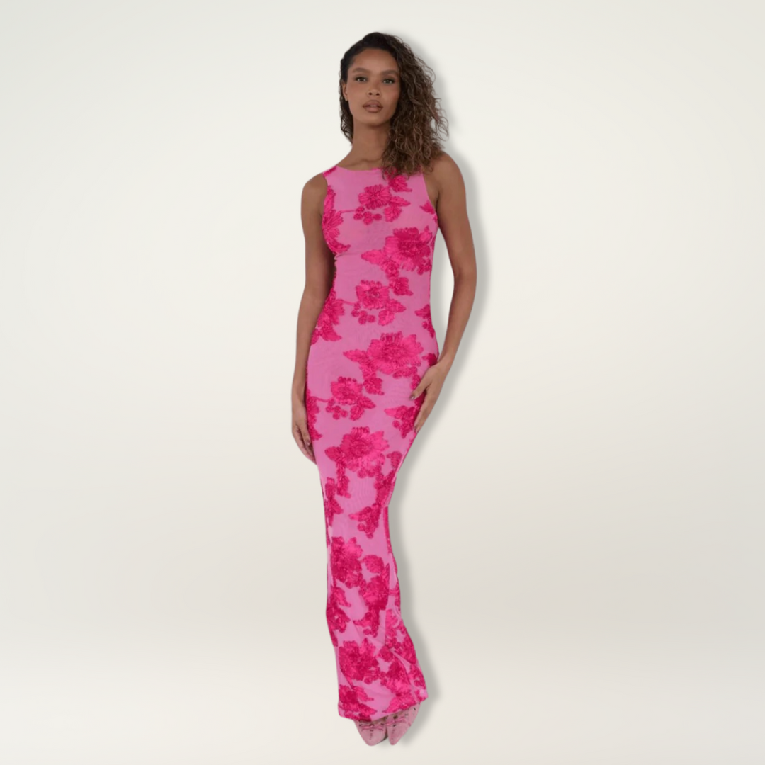 Evadne - Dames Jurk Bloemen Mouwloos Maxi