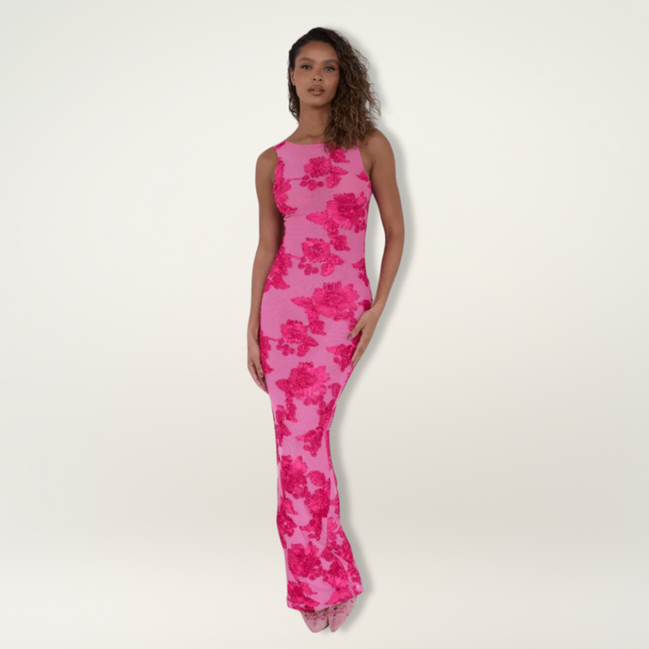 Evadne - Dames Jurk Bloemen Mouwloos Maxi