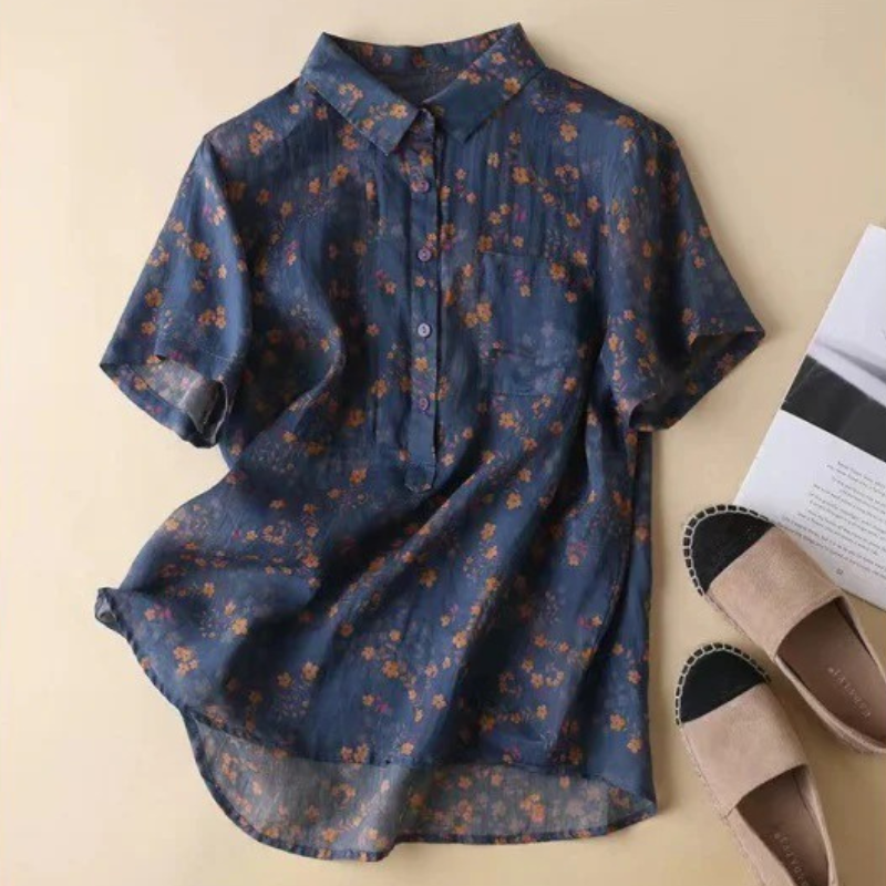 Marciana – Dames Blouse Bloemenprint met Halve Knoopsluiting