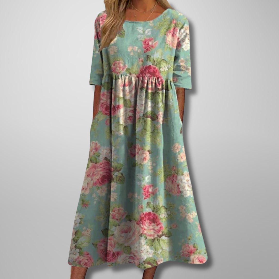 Nicoletta – Relaxte Bloemen Midi Jurk