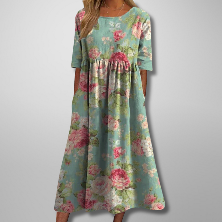 Nicoletta – Relaxte Bloemen Midi Jurk