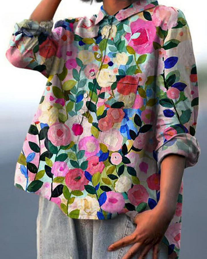 Isadora – Dames Blouse met Bloemenprint en Knoopsluiting