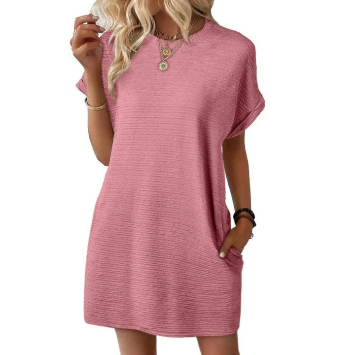 Roxane - Dames Ronde Hals Korte Mouw T-Shirt Mini Jurk