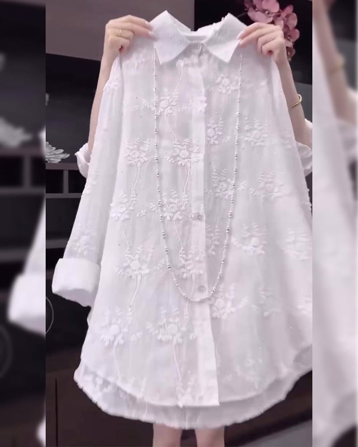 Marina – Dames Blouse met Bloemenborduursel