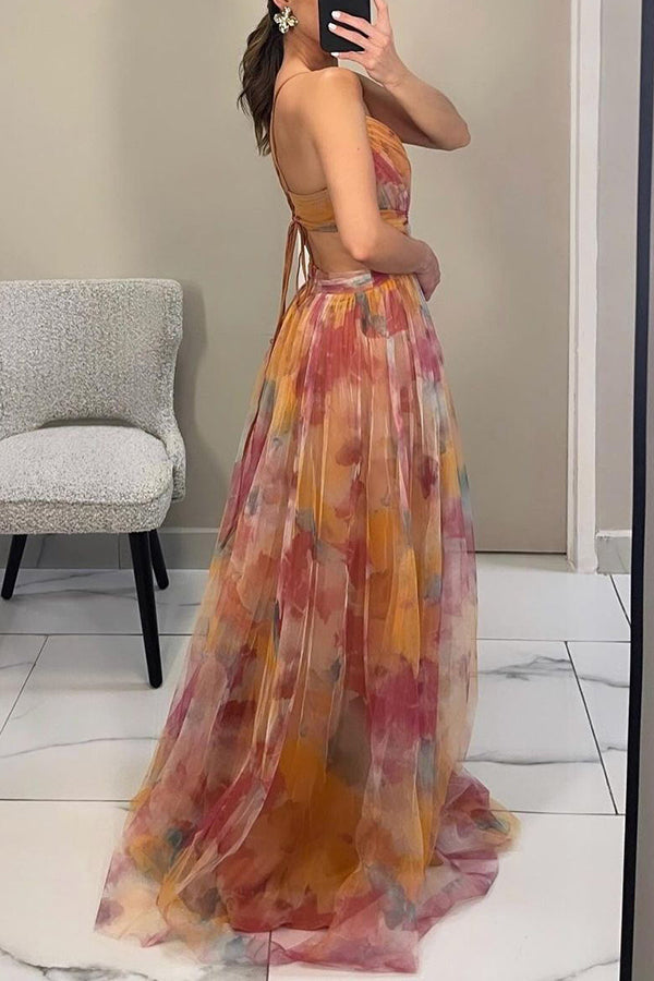 Annis – Dames Elegante Geplooide Maxi Jurk