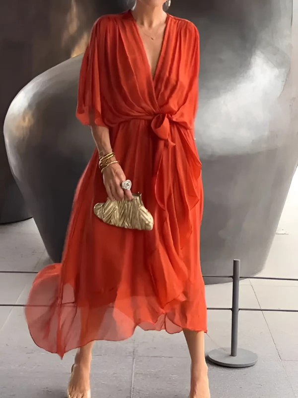 Rosella – Tijdloze Wrap Midi Jurk