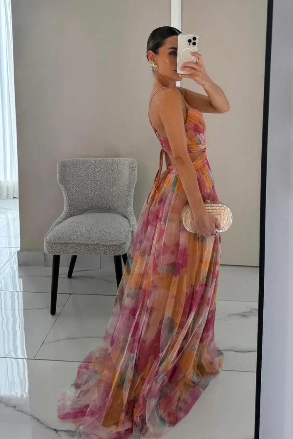 Annis – Dames Elegante Geplooide Maxi Jurk