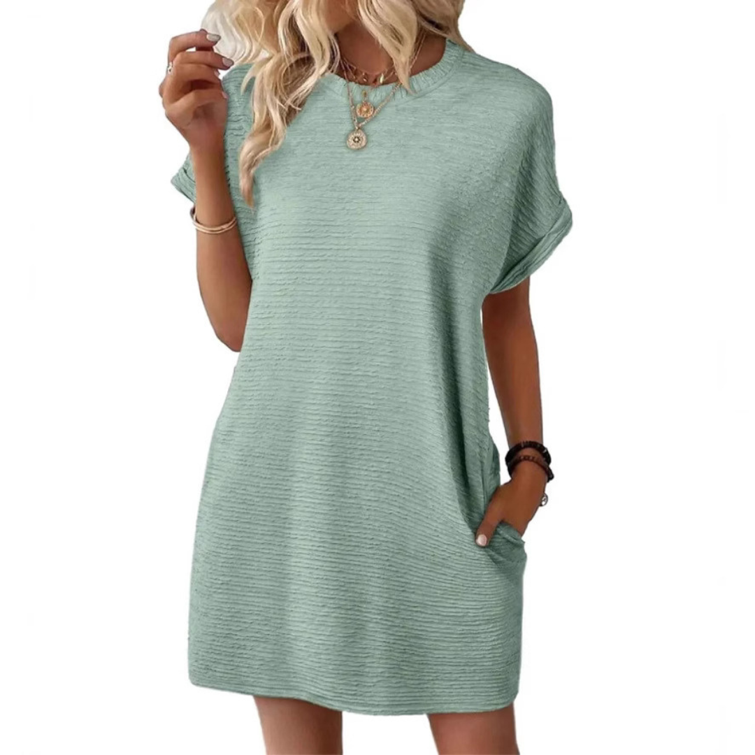 Roxane - Dames Ronde Hals Korte Mouw T-Shirt Mini Jurk