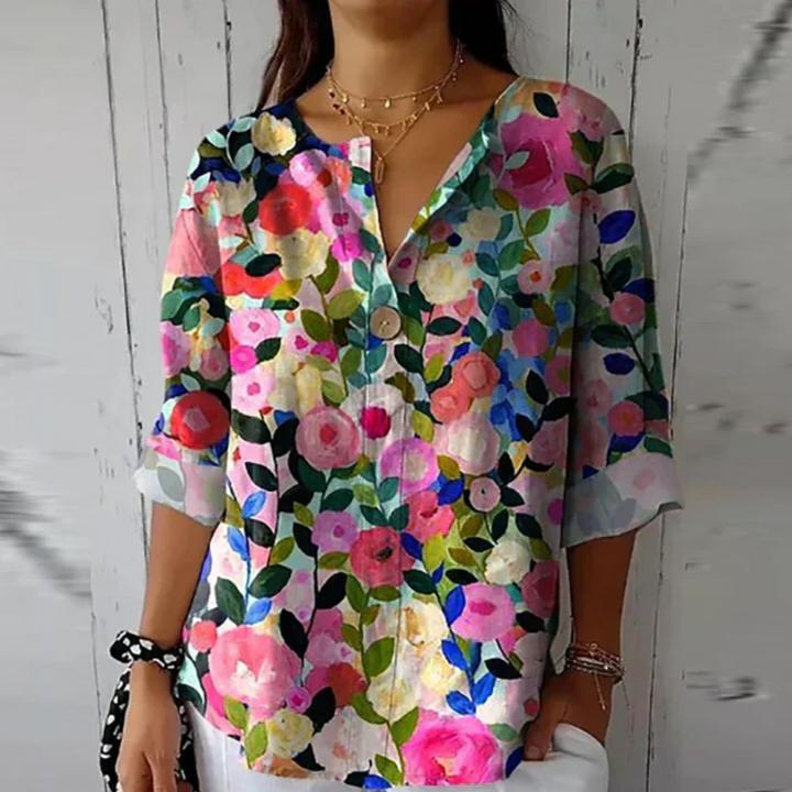 Aurélia – Dames Blouse met Kleurrijke Bloemenprint
