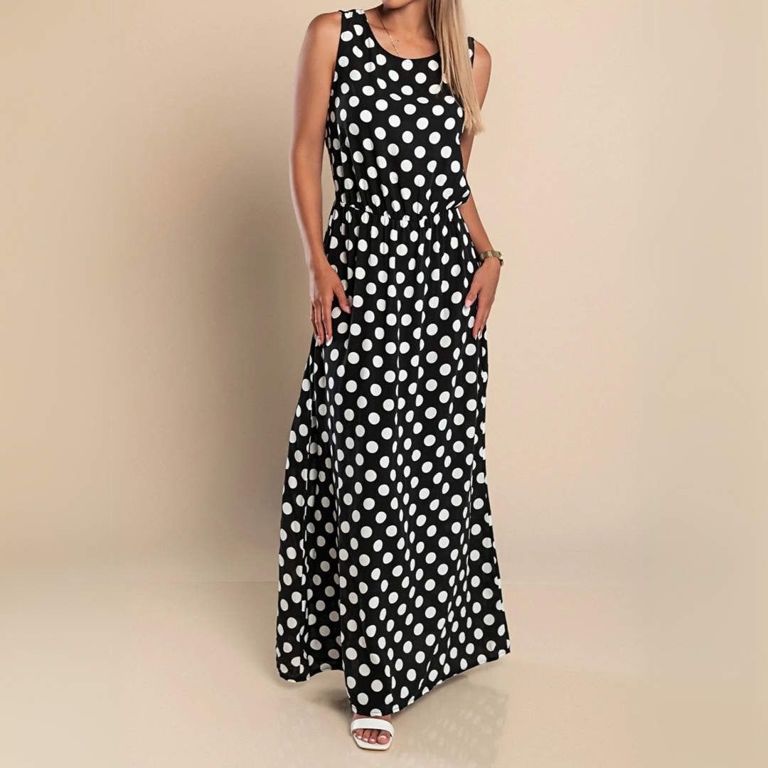 Delia - Stippenprint Maxi Jurk