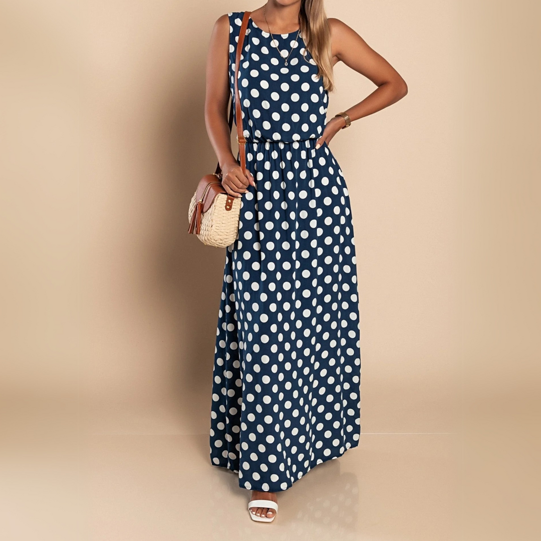 Delia - Stippenprint Maxi Jurk