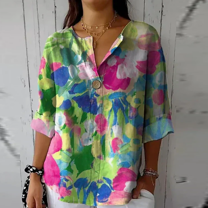 Aurélia – Dames Blouse met Kleurrijke Bloemenprint