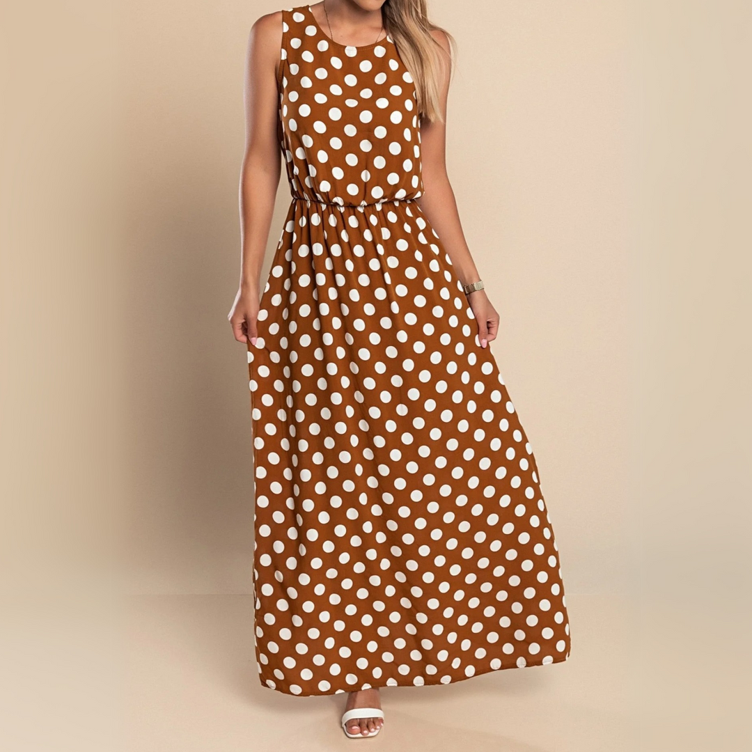 Delia - Stippenprint Maxi Jurk