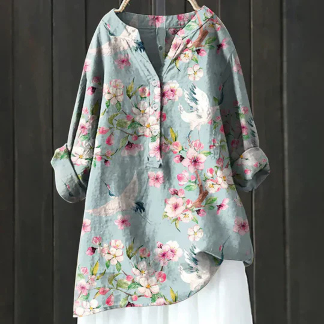 Adelina – Dames Blouse met Bloemenprint en Lange Mouwen