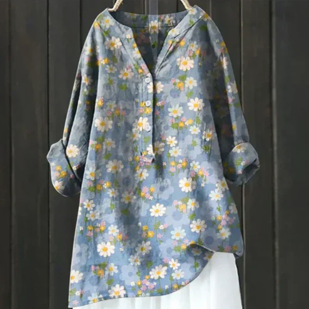 Adelina – Dames Blouse met Bloemenprint en Lange Mouwen