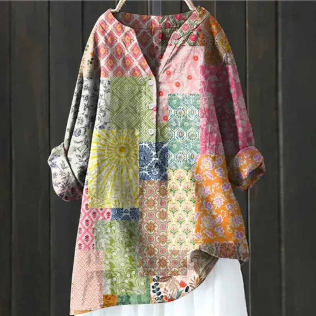 Adelina – Dames Blouse met Bloemenprint en Lange Mouwen