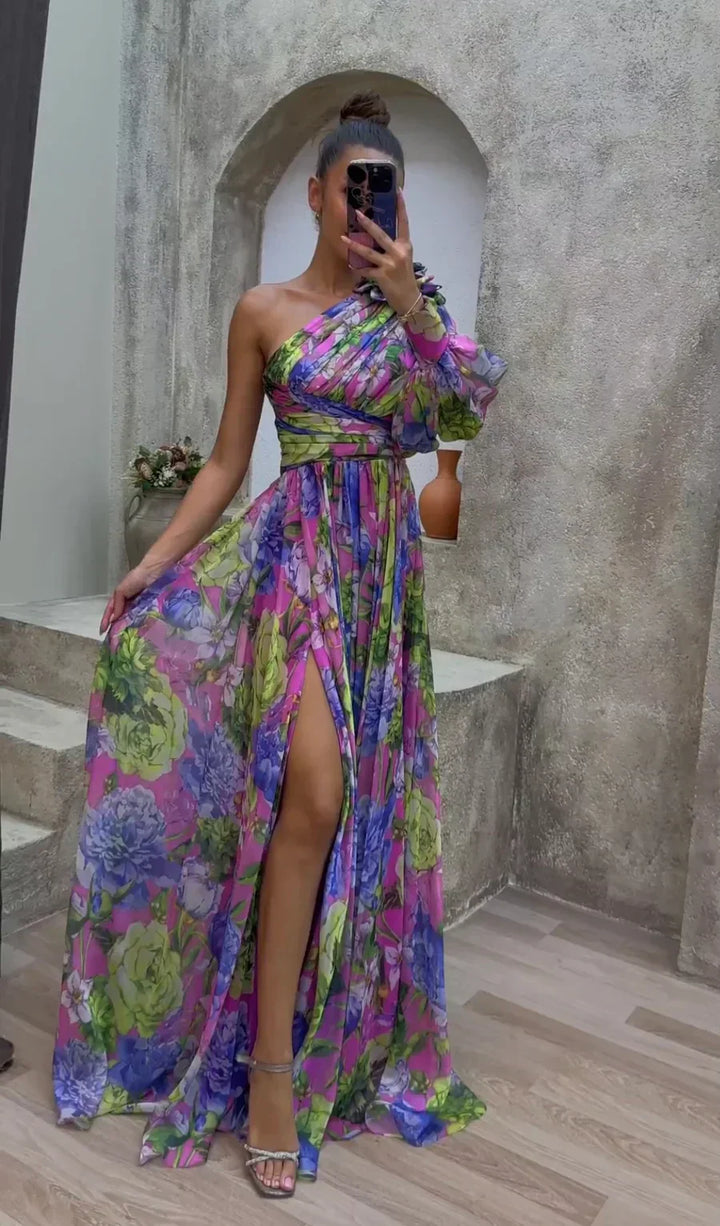 Eleanor – Dames Elegante Bloemen Maxi Jurk met Split