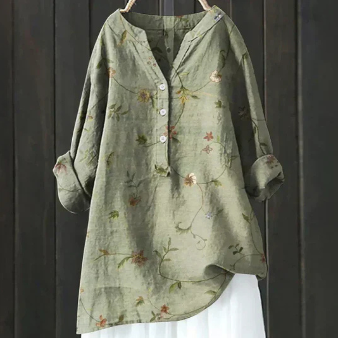 Adelina – Dames Blouse met Bloemenprint en Lange Mouwen