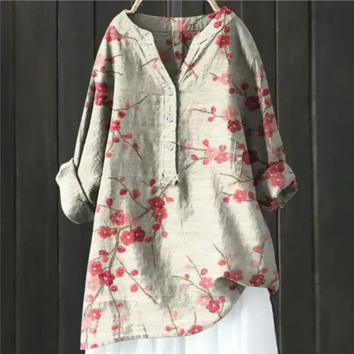 Adelina – Dames Blouse met Bloemenprint en Lange Mouwen