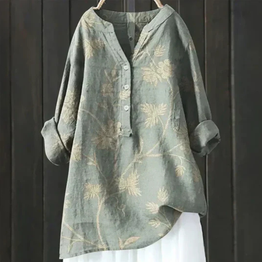 Adelina – Dames Blouse met Bloemenprint en Lange Mouwen