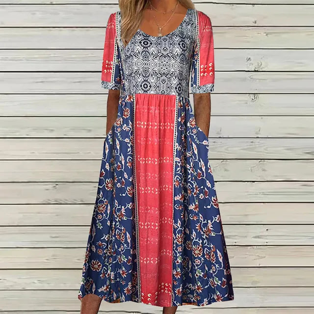 Zarina - Dames Jurk Boho Print Midi