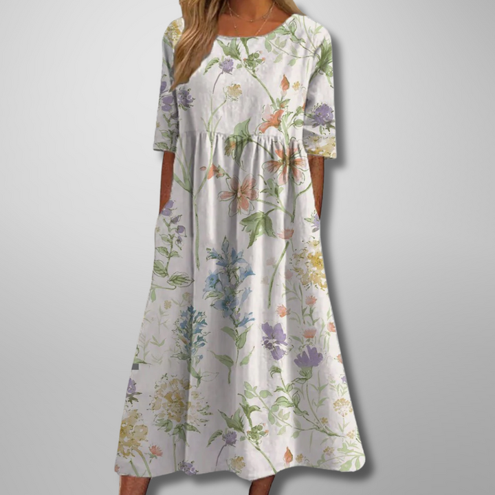 Nicoletta – Relaxte Bloemen Midi Jurk