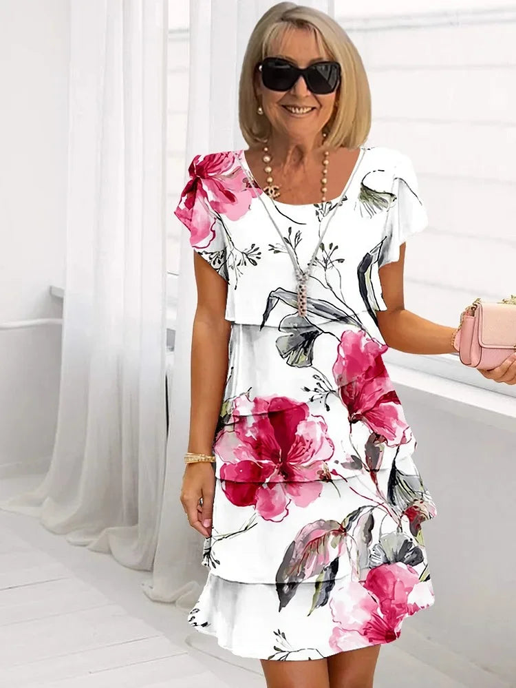 Violetta - Dames Jurk Bloemen Gelaagde Mini