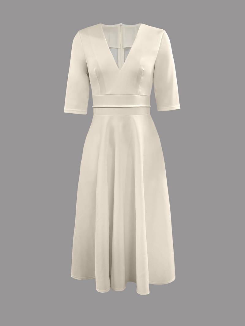 Floriana - Dames Bruidsgast Elegante Uitlopende Midi Jurk