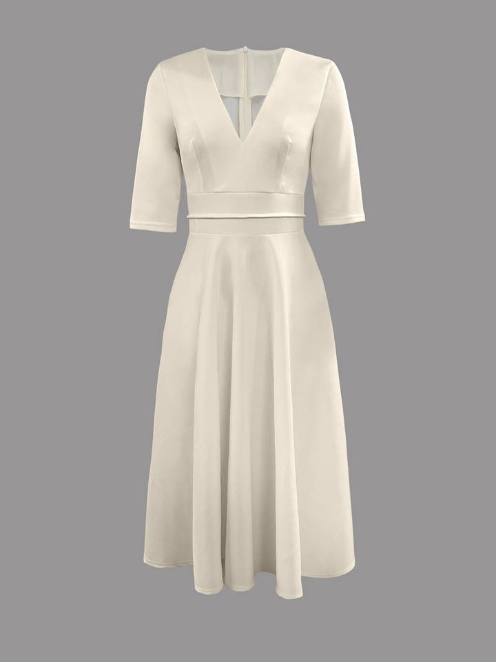 Floriana - Dames Bruidsgast Elegante Uitlopende Midi Jurk