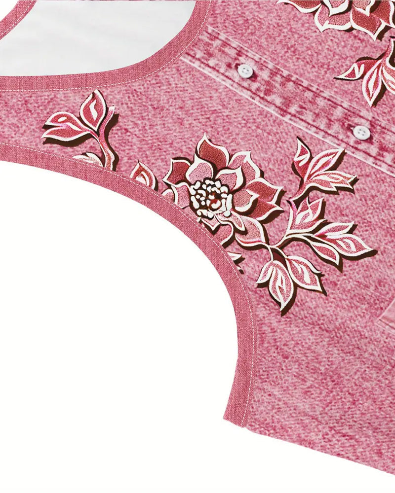 Lysandra - Dames Jurk Mouwloos Bloemen Knoopsluiting