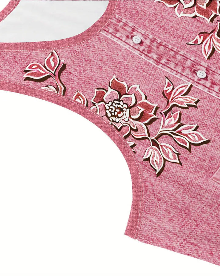 Lysandra - Dames Jurk Mouwloos Bloemen Knoopsluiting