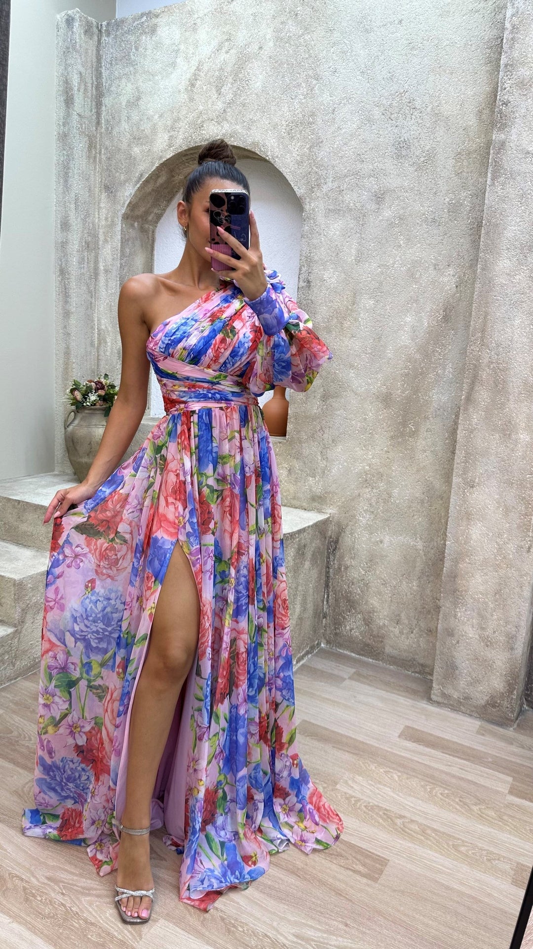 Eleanor – Dames Elegante Bloemen Maxi Jurk met Split