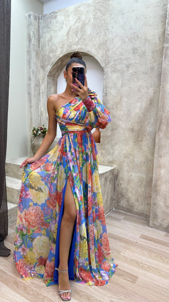 Eleanor – Dames Elegante Bloemen Maxi Jurk met Split