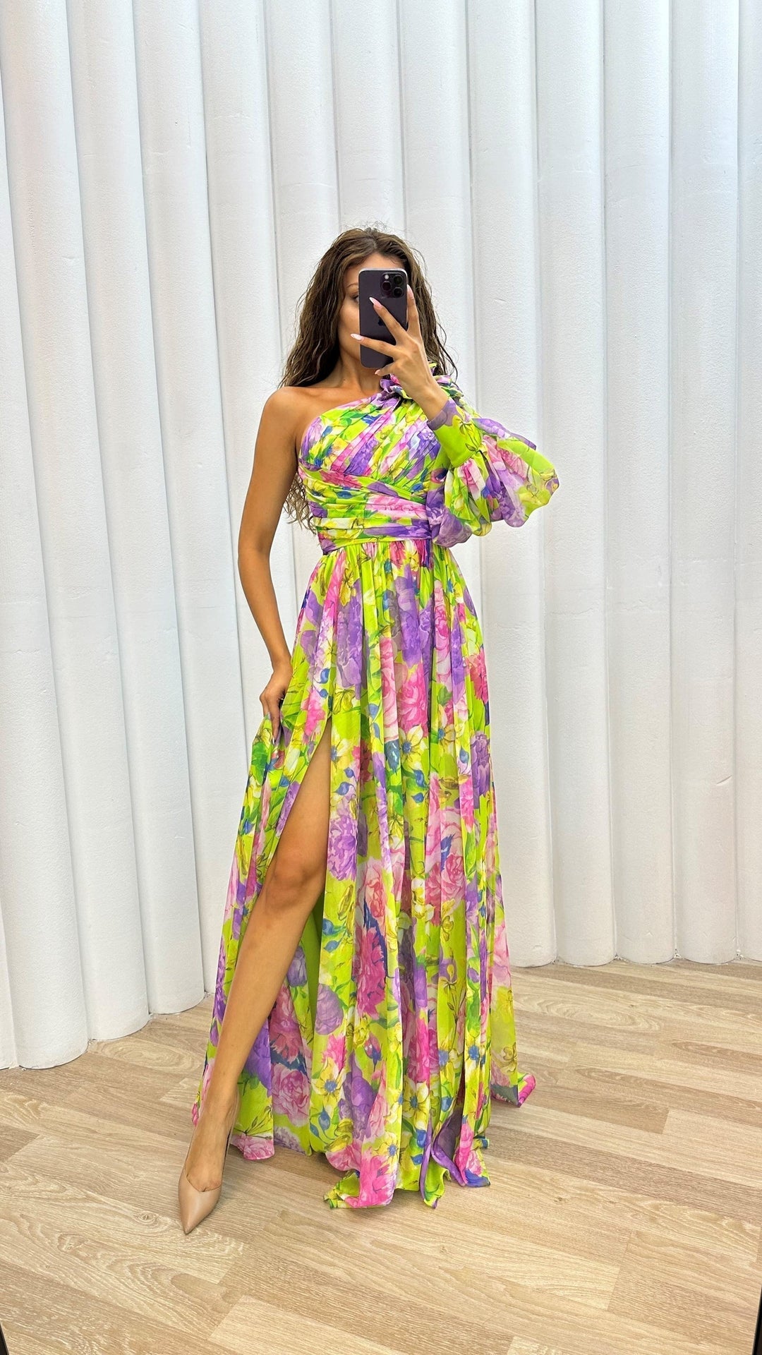 Eleanor – Dames Elegante Bloemen Maxi Jurk met Split