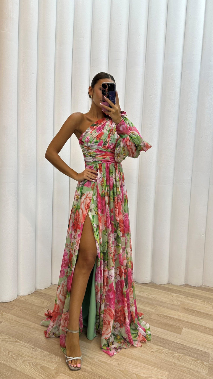 Eleanor – Dames Elegante Bloemen Maxi Jurk met Split