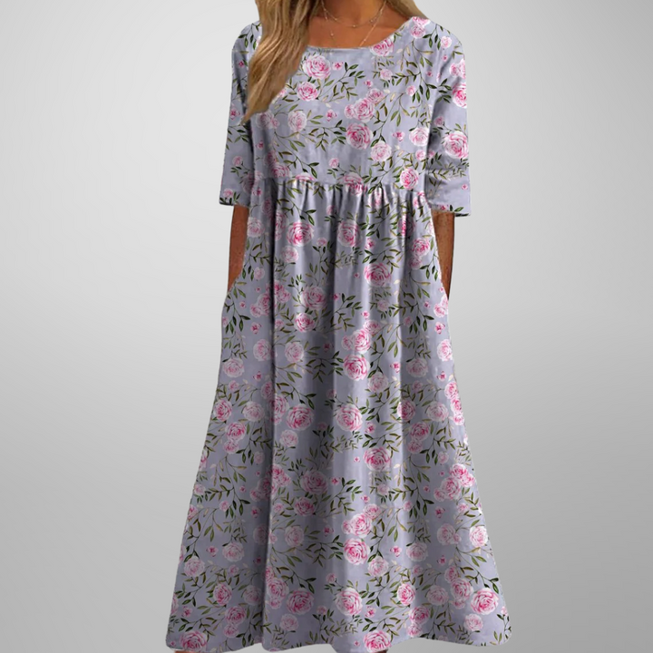 Nicoletta – Relaxte Bloemen Midi Jurk