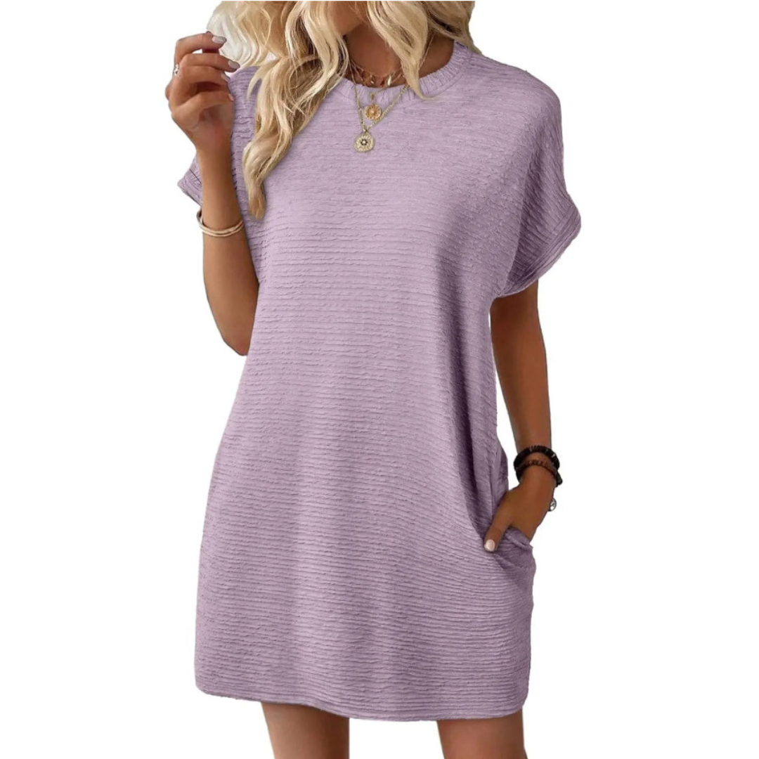 Roxane - Dames Ronde Hals Korte Mouw T-Shirt Mini Jurk
