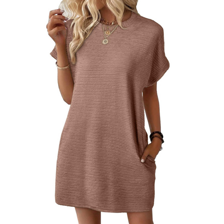 Roxane - Dames Ronde Hals Korte Mouw T-Shirt Mini Jurk
